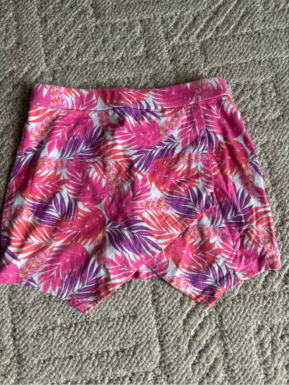 Girls Tropical Pink & Purple Palm Print Lounge Skort